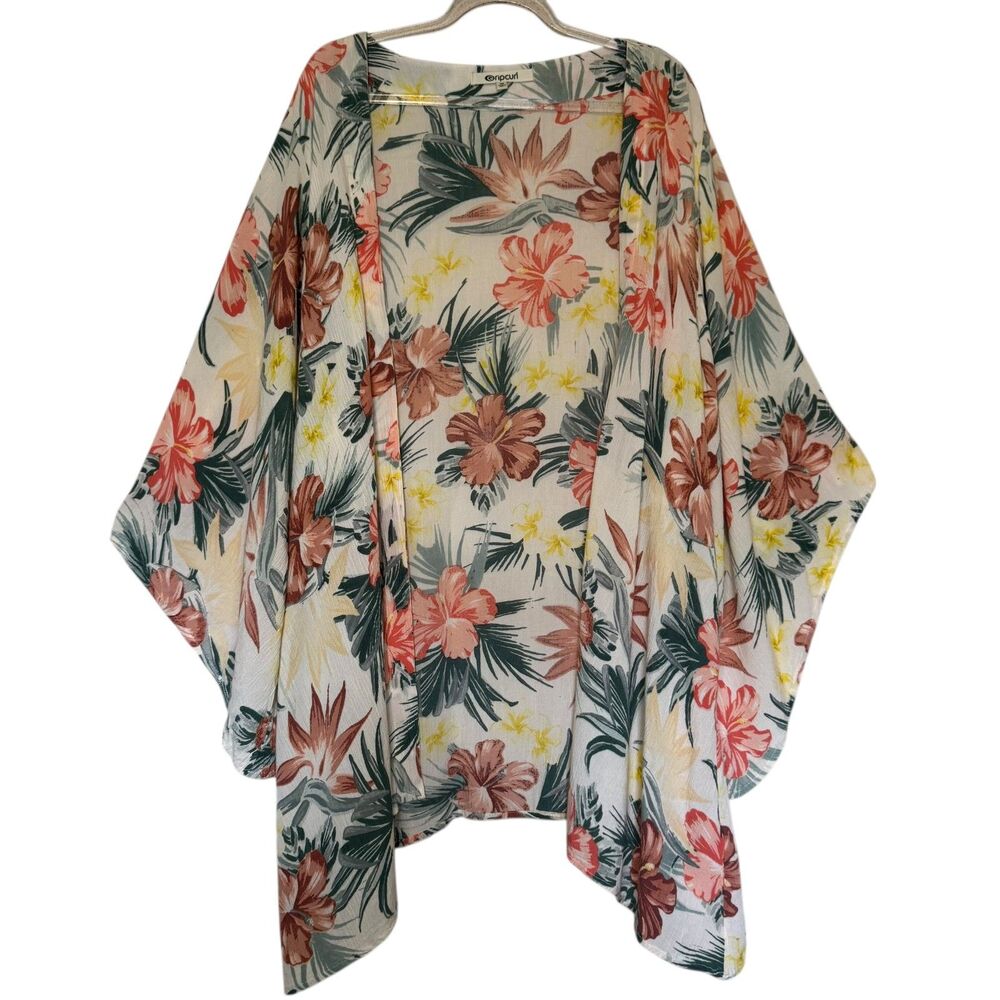 RIPCURL womens size medium M Anini Beach palm floral beach swim cover up kimono - Picture 2 of 12
